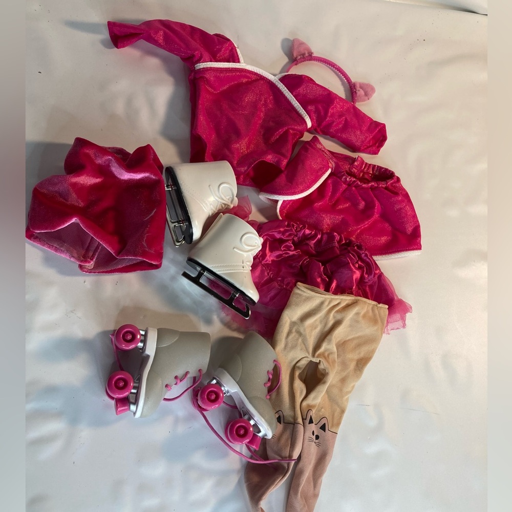 Our generation Battat 18” doll ice and roller skate outfit lot